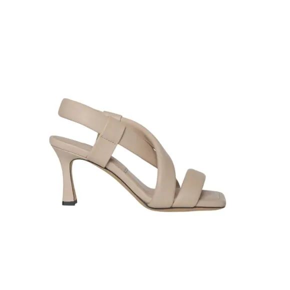 NEW Annie Bing Anna Sandals Heels Womens 37 7 Beige Gray Leather Strappy NWOB