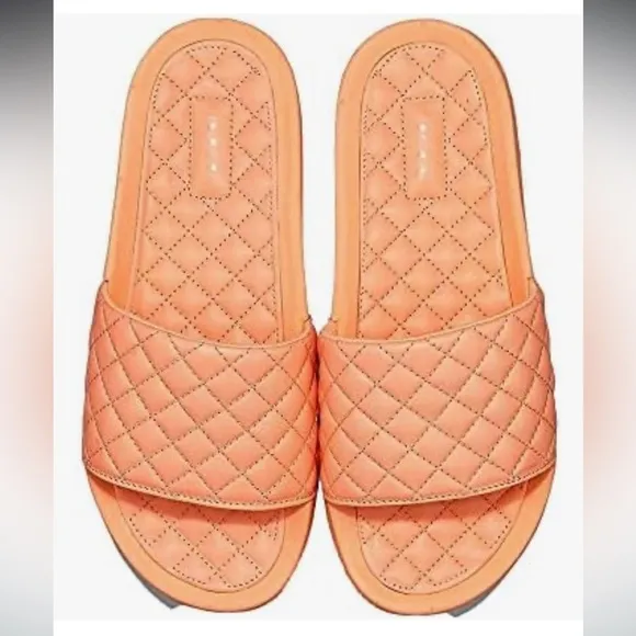NEW APL Men’s Lusso Quilted Leather Neon Peach Slides Sz.13
