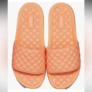NEW APL Men’s Lusso Quilted Leather Neon Peach Slides Sz.13