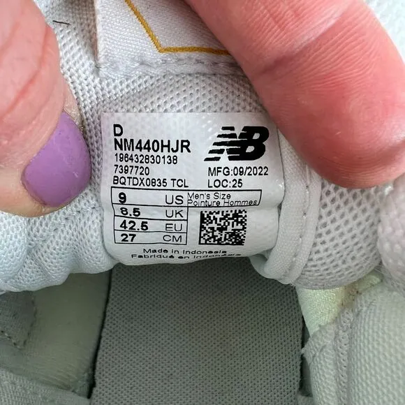 New Balance Numeric 440 Sneakers Men's 9 White Lace Up Running Shoes NM440HJR