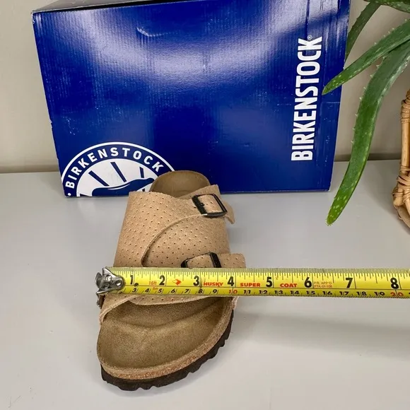 NEW Birkenstock Zürich BS Sandals Emboss Dots Beige Suede Size 39 Narrow Fit NIB