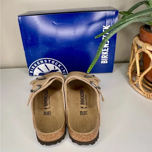 NEW Birkenstock Zürich BS Sandals Emboss Dots Beige Suede Size 39 Narrow Fit NIB
