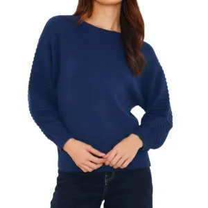 NEW BRODIE CASHMERE wispr textured balloon sleeve crew sweater in hello sailor