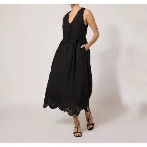 NEW CLEOBELLA julie black midi dress in black