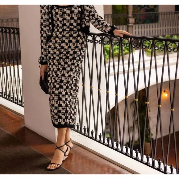 NEW CLEOBELLA payton midi dress in biarritz black/ivory