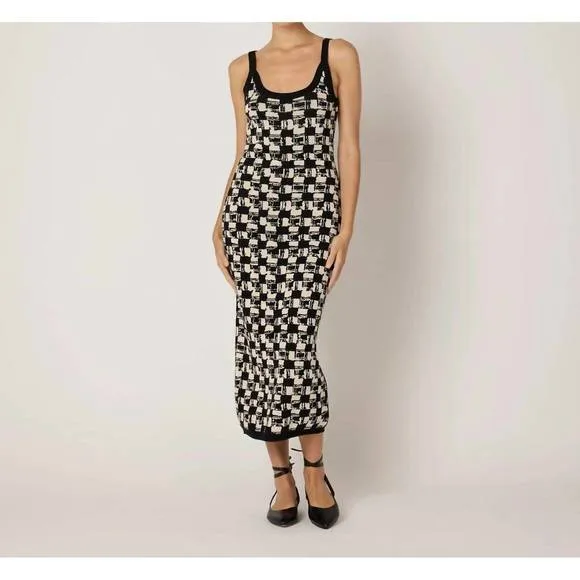 NEW CLEOBELLA payton midi dress in biarritz black/ivory