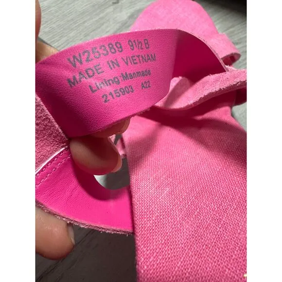 NEW Cole Haan Wedge Sandal Crystal Strappy Barbie Pink Suede Vacation Espadrille