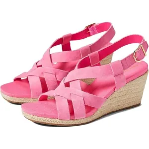 NEW Cole Haan Wedge Sandal Crystal Strappy Barbie Pink Suede Vacation Espadrille