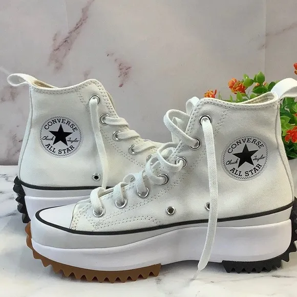 New Converse Men Platform High Top Sneakers Run Hike White/Black