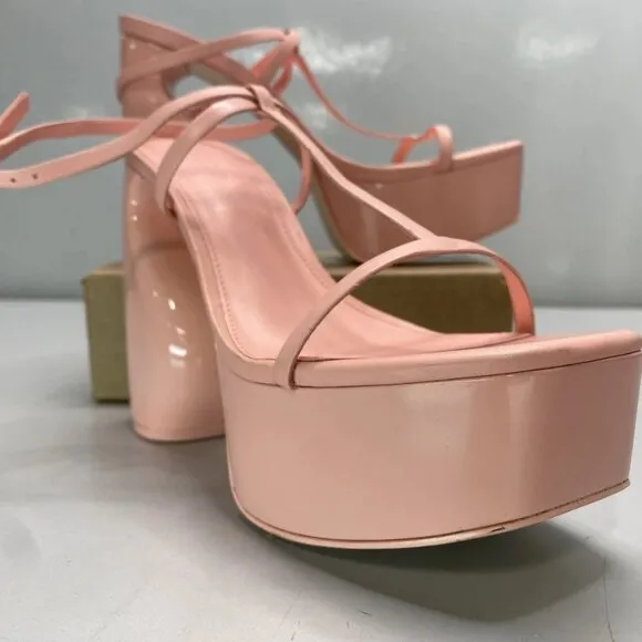 NEW CULT GAIA Sandals US 6W Platform Heels T-straps - Chiara Pink