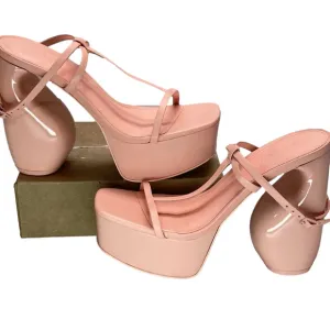 NEW CULT GAIA Sandals US 6W Platform Heels T-straps - Chiara Pink