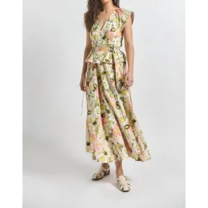 NEW DEREK LAM 10 CROSBY victoria belted maxi dress in safari multi