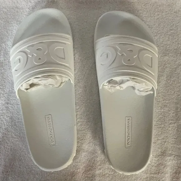 NEW DOLCE &amp; GABBANA Women's White Slides