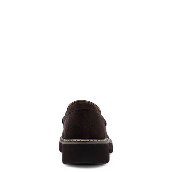NEW DONALD PLINER women heliocs loafer in dark brown suede