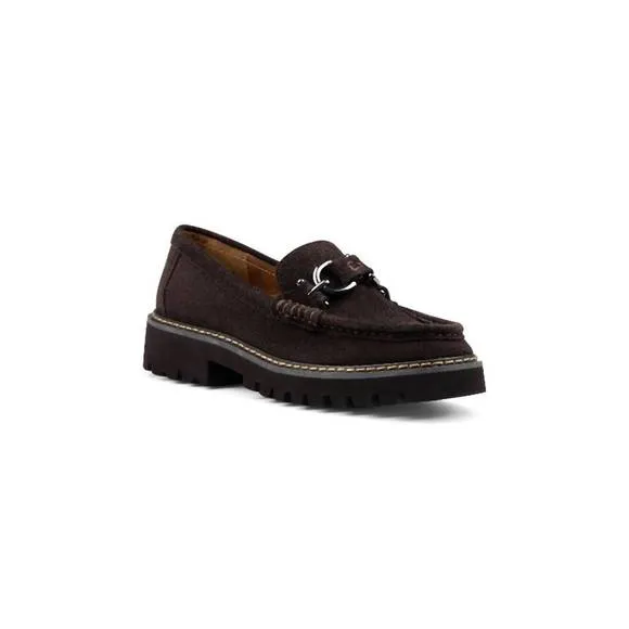 NEW DONALD PLINER women heliocs loafer in dark brown suede