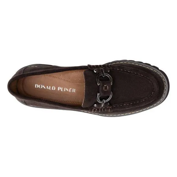 NEW DONALD PLINER women heliocs loafer in dark brown suede