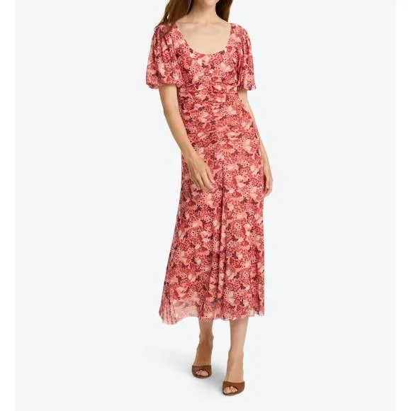 NEW DRAPER JAMES mindy midi dress in coneflower mesh