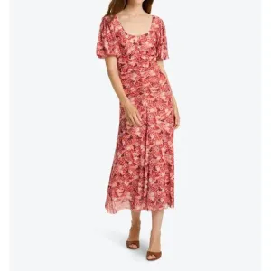 NEW DRAPER JAMES mindy midi dress in coneflower mesh