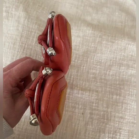 New! Elie Tahari Leather ballet flat with Embellished toe cap Coral size 38.5