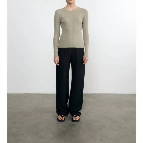 NEW ENZA COSTA linen cotton longsleeve sweater tee in ash