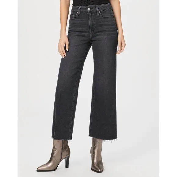 NEW FIDELITY high rise wide leg ankle jeans in black lotus