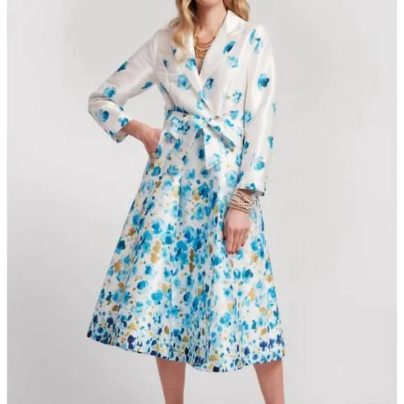 NEW FRANCES VALENTINE lucille pocket full of posies wrap dress in blue floral