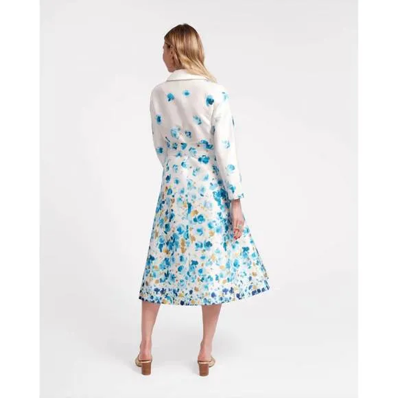 NEW FRANCES VALENTINE lucille pocket full of posies wrap dress in blue floral