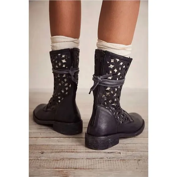 New Free People Flower Power Lace-Up Boots Size 37