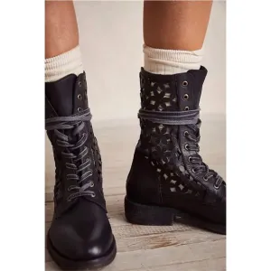 New Free People Flower Power Lace-Up Boots Size 37