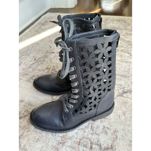 New Free People Flower Power Lace-Up Boots Size 37