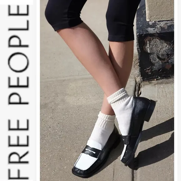NEW Free People Harris Loafers black/white 37