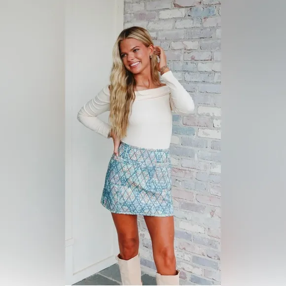 NEW Free People Size 4 Darla Quilted Paisley Tapestry Cotton Miniskirt NWT