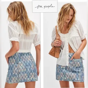 NEW Free People Size 4 Darla Quilted Paisley Tapestry Cotton Miniskirt NWT