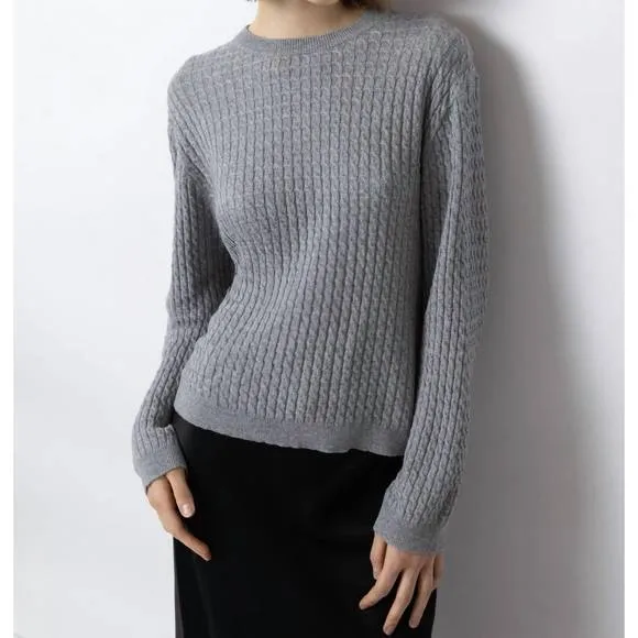 NEW FTC CASHMERE pullover with cable in grey