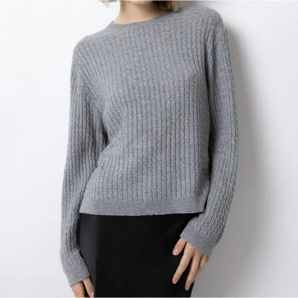NEW FTC CASHMERE pullover with cable in grey