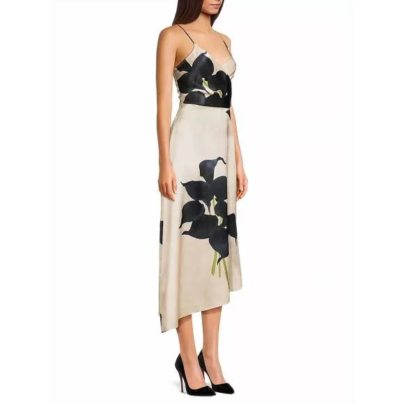 NEW HOPE FOR FLOWERS floral asymmetric sleeveless midi-dress in dark floral