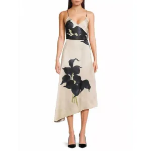 NEW HOPE FOR FLOWERS floral asymmetric sleeveless midi-dress in dark floral