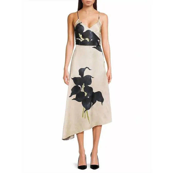 NEW HOPE FOR FLOWERS floral asymmetric sleeveless midi-dress in dark floral