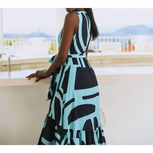 NEW HUTCH drea dress in navy/turq
