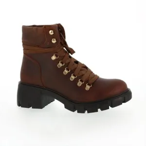 NEW IN BOX STEVE MADDEN GENUINE LEATHER HINT LACE UP HIKER BOOTS COGNAC COLOR