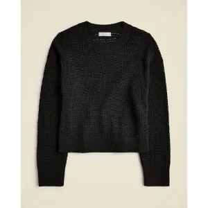 NEW J.CREW women's pointelle crewneck sweater in black
