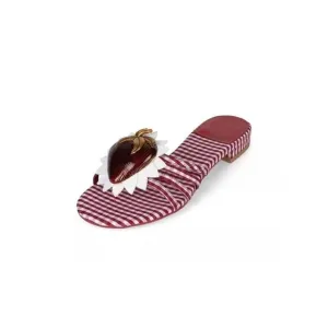 New Jeffrey Campbell Womens Abeegail Gingham Strawberry Slide Sandals Sz 10