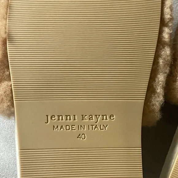 NEW JENNI KAYNE Shearling Slide Sandal Tan Beige Fuzzy FUR {$325 MSRP} 40 / 10