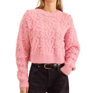 NEW JOHN   JENN wells floral texture sweater in bloom pink