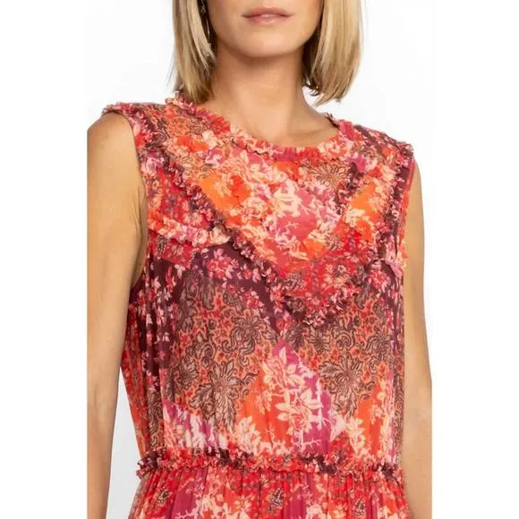 NEW JOHNNY WAS josephina mesh midi dress in multi
