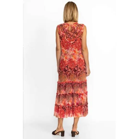 NEW JOHNNY WAS josephina mesh midi dress in multi