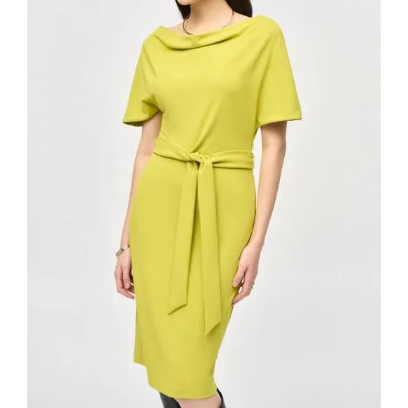 NEW JOSEPH RIBKOFF belted boat neck sheath dress in wasabi