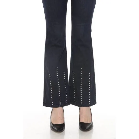 NEW JOSEPH RIBKOFF rhinestone embellished flared jean in indigo blue