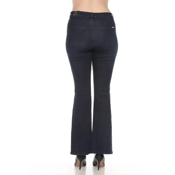 NEW JOSEPH RIBKOFF rhinestone embellished flared jean in indigo blue