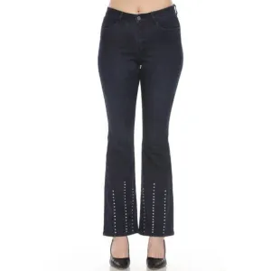 NEW JOSEPH RIBKOFF rhinestone embellished flared jean in indigo blue